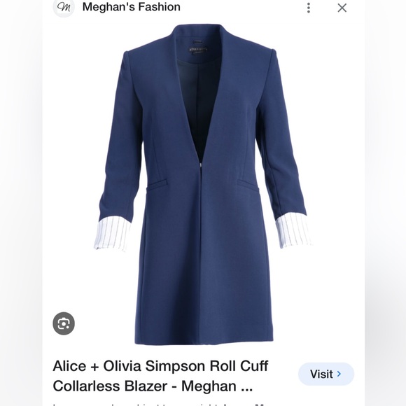 Perfect condition Alice & Olivia Simpson long sapphire blue blazer w/ silk cuffs - Picture 11 of 15